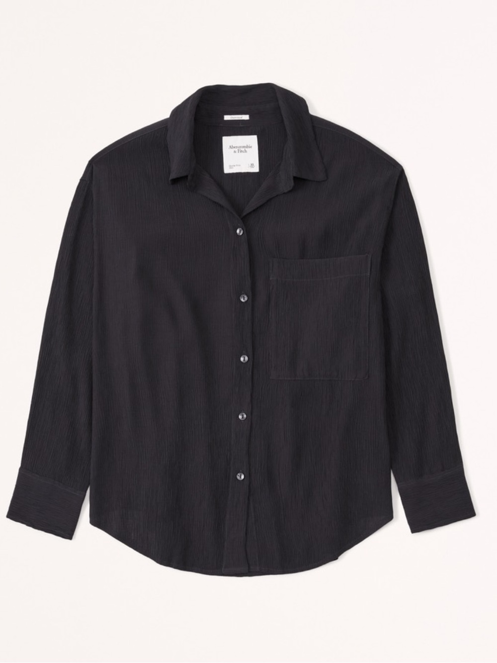 🖤 Abercrombie Oversized Crinkle Rayon Textured Shirt in Black 🖤